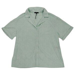 Jaclyn Smith Womens Light Green Button-Up Short Sleeve Shirt XL Polyester, NWOT
